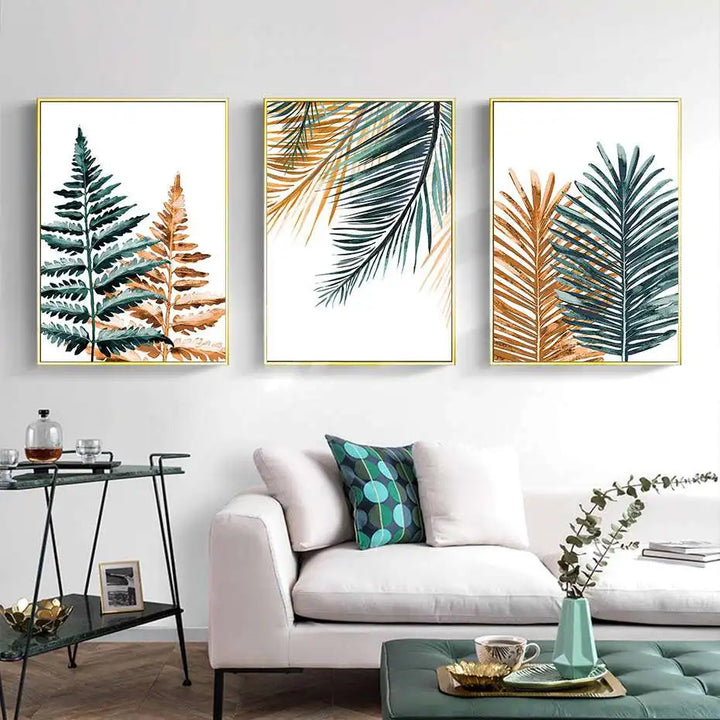 Modern Tropical Palm Tree Leaves Canvas Painting Nordic Poster Print Wall Art Pictures for Living Room Kitchen Home Decoration