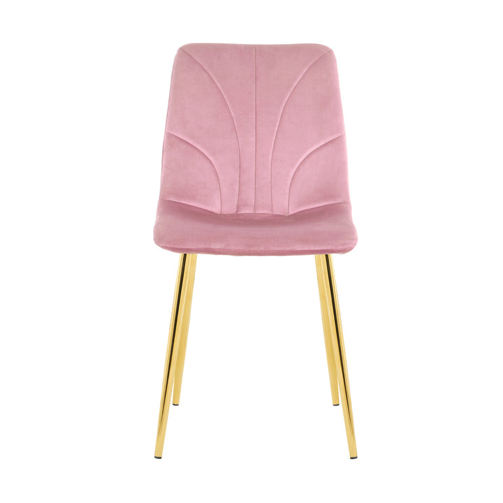 Modern simple light luxury dining pink chair home bedroom stool back dressing chair student desk chair gold metal legs(set of 4)