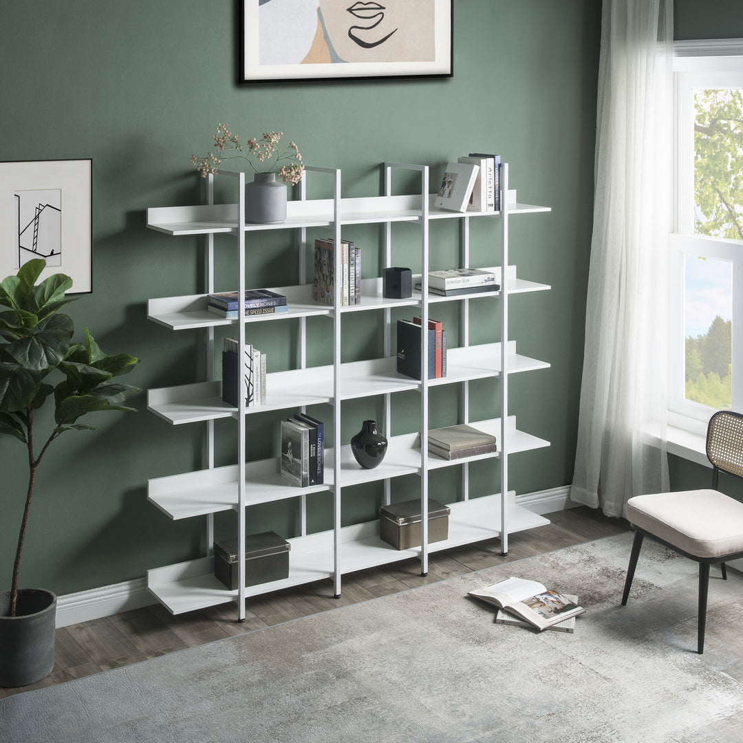 [VIDEO] 5 Tier Bookcase Home Office Open Bookshelf, Vintage Industrial Style Shelf with Metal Frame, MDF Board