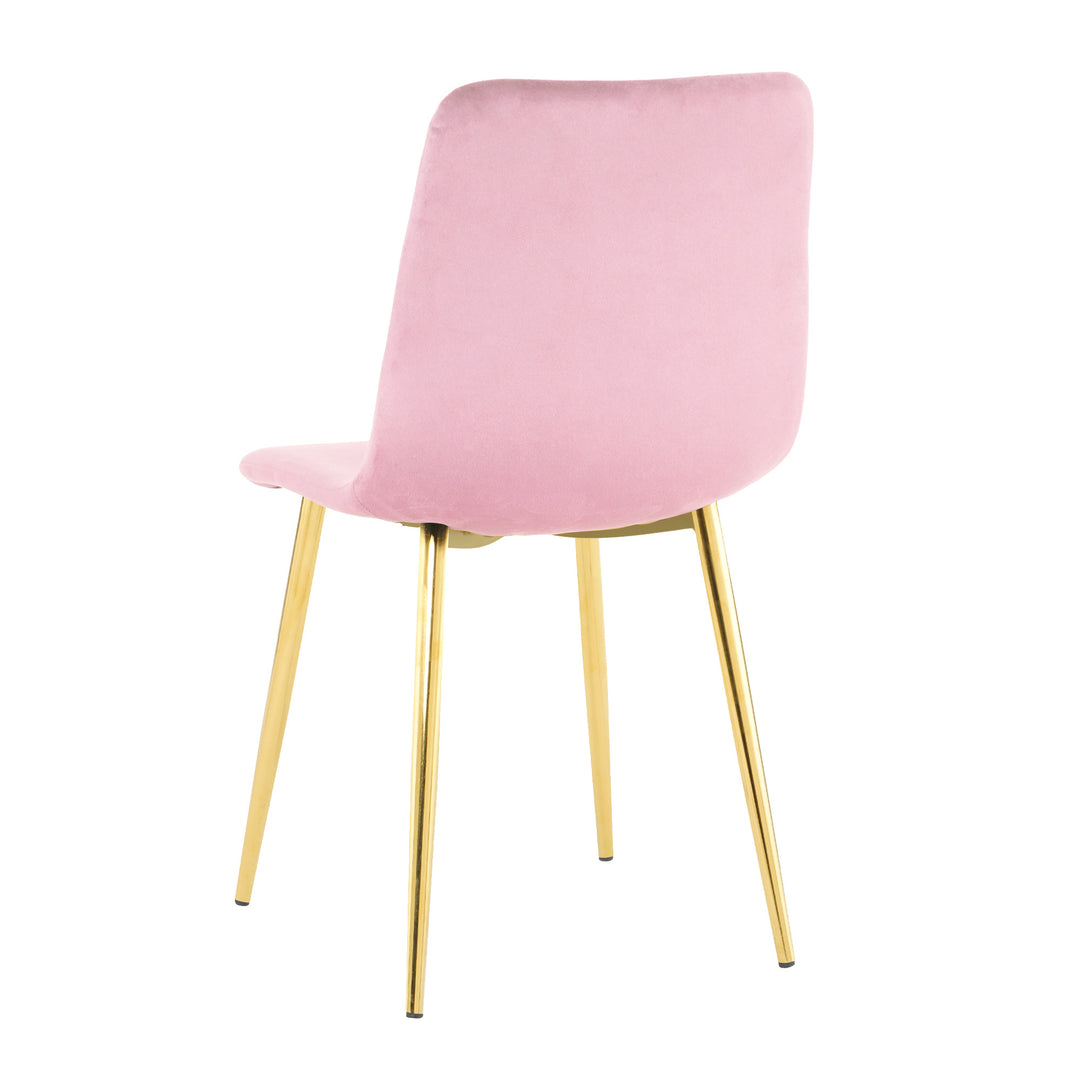 Modern simple light luxury dining pink chair home bedroom stool back dressing chair student desk chair gold metal legs(set of 4)