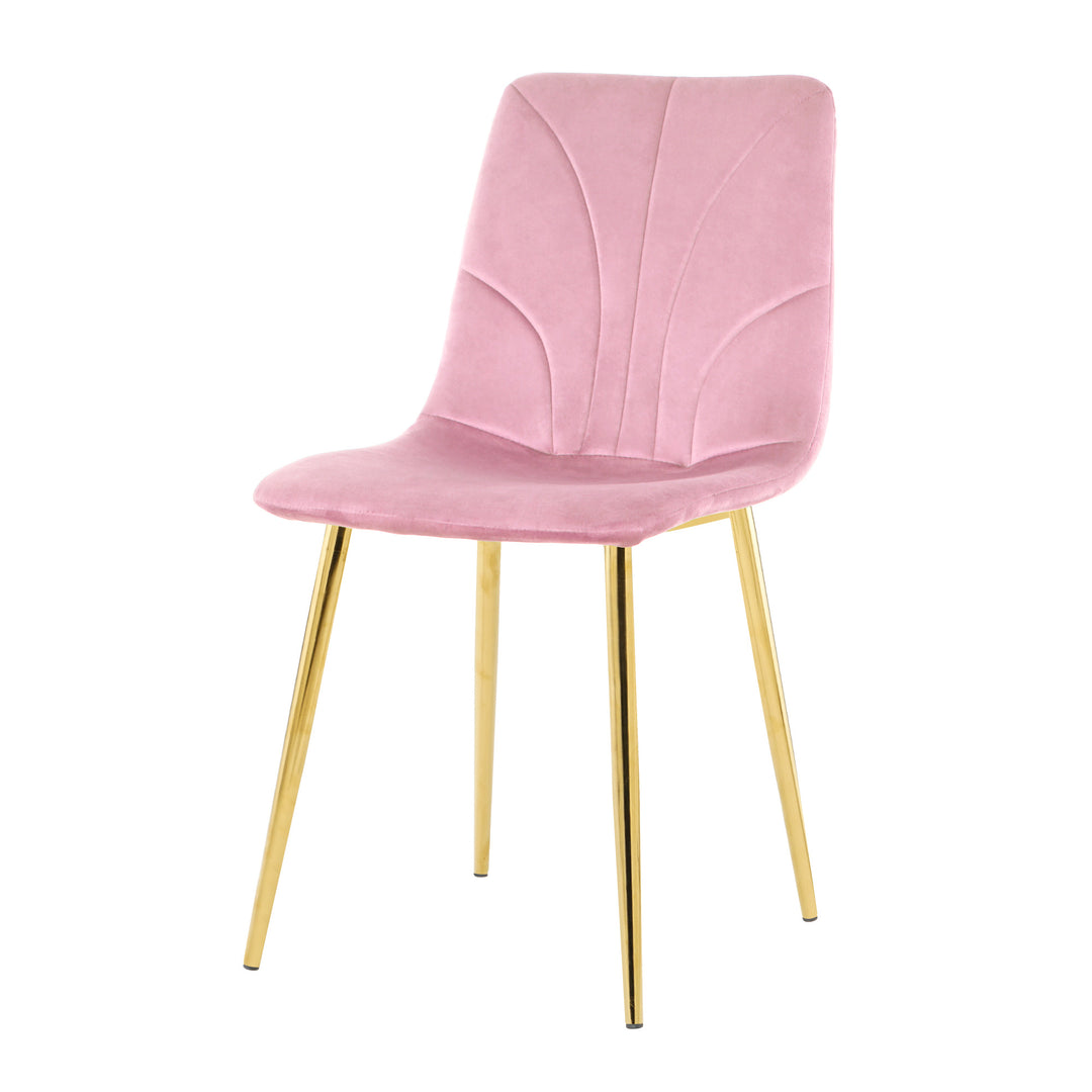 Modern simple light luxury dining pink chair home bedroom stool back dressing chair student desk chair gold metal legs(set of 4)