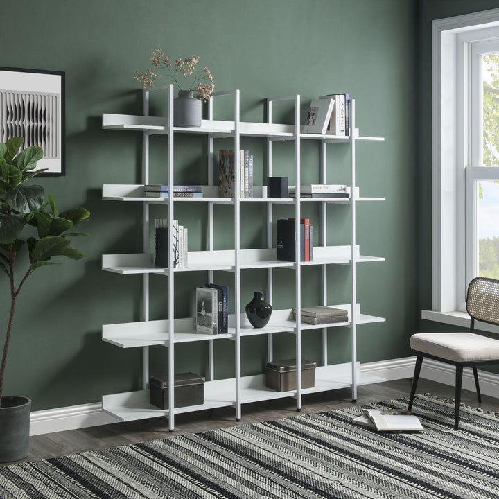 [VIDEO] 5 Tier Bookcase Home Office Open Bookshelf, Vintage Industrial Style Shelf with Metal Frame, MDF Board