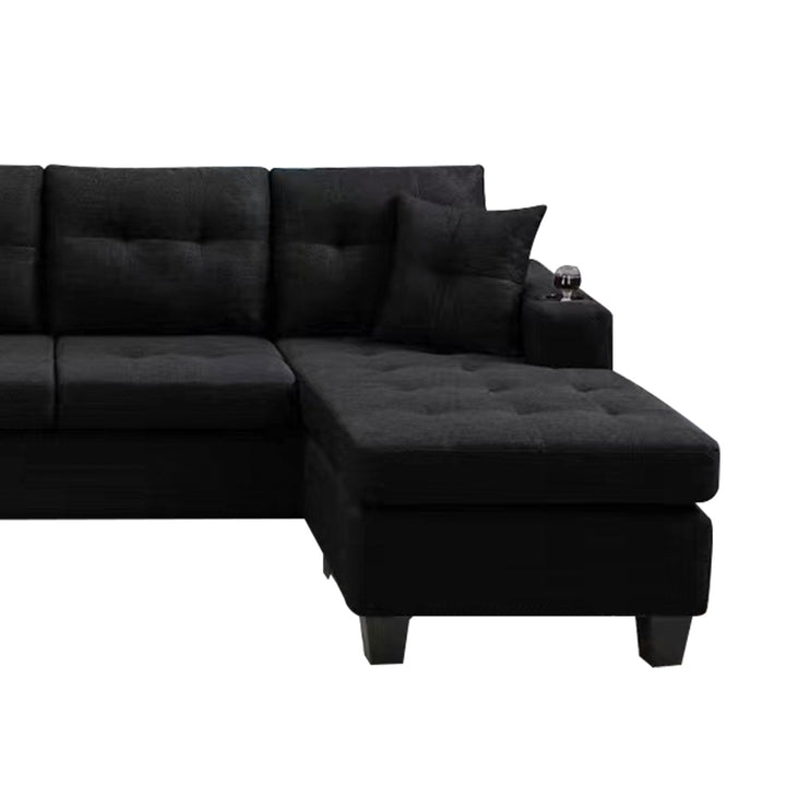 living room and apartment convertible corner sofa with armrest storage