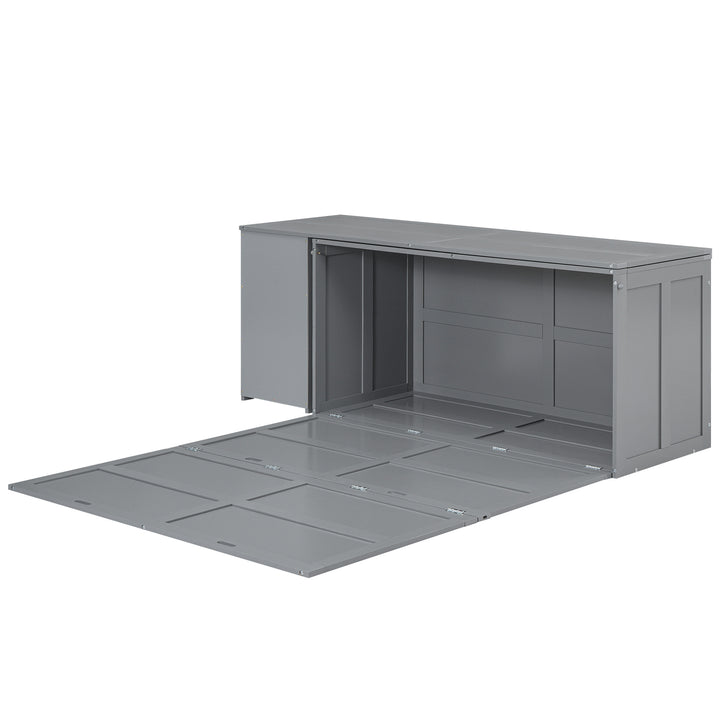 Queen Size Murphy Bed with Rotable Desk, Gray