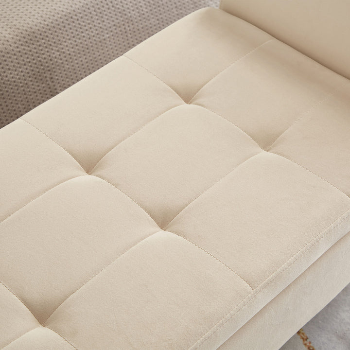 Bed Bench with Storage Beige Velvet