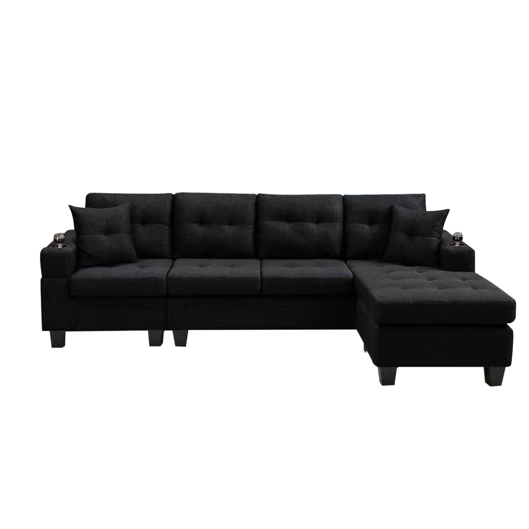 living room and apartment convertible corner sofa with armrest storage