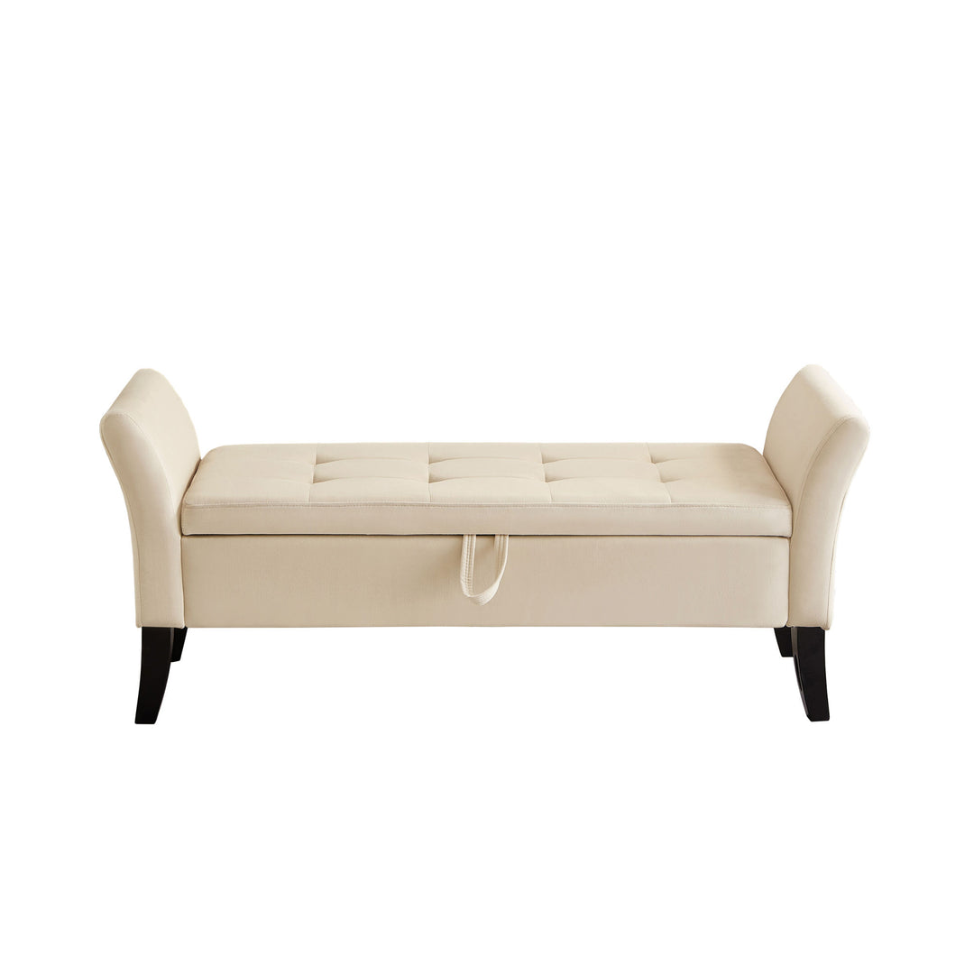 Bed Bench with Storage Beige Velvet