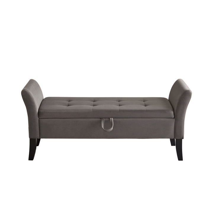 Bed Bench with Storage Grey Velvet