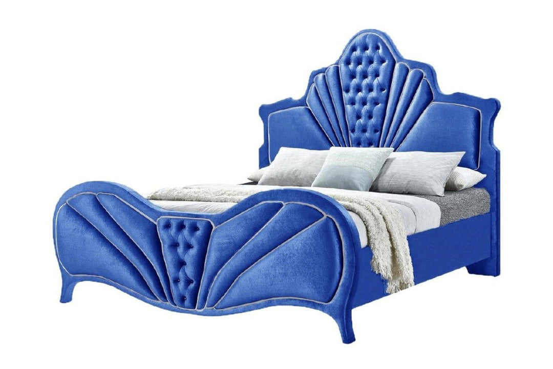 Dante Queen Bed, Blue Velvet