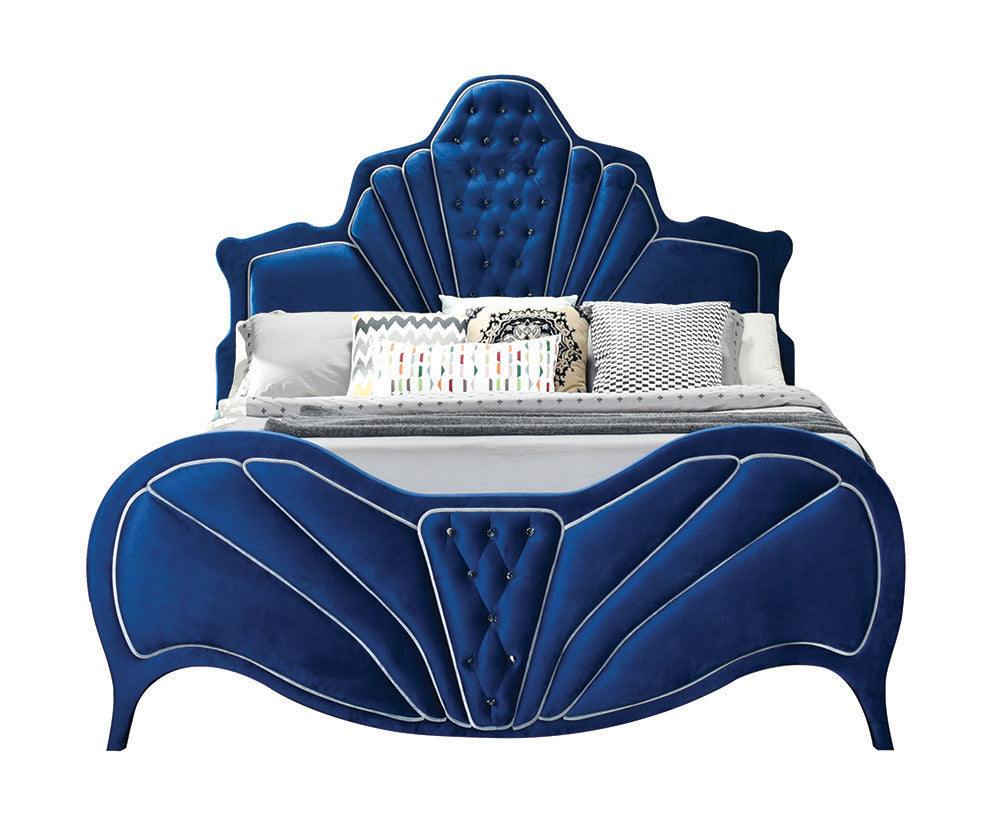 Dante Queen Bed, Blue Velvet