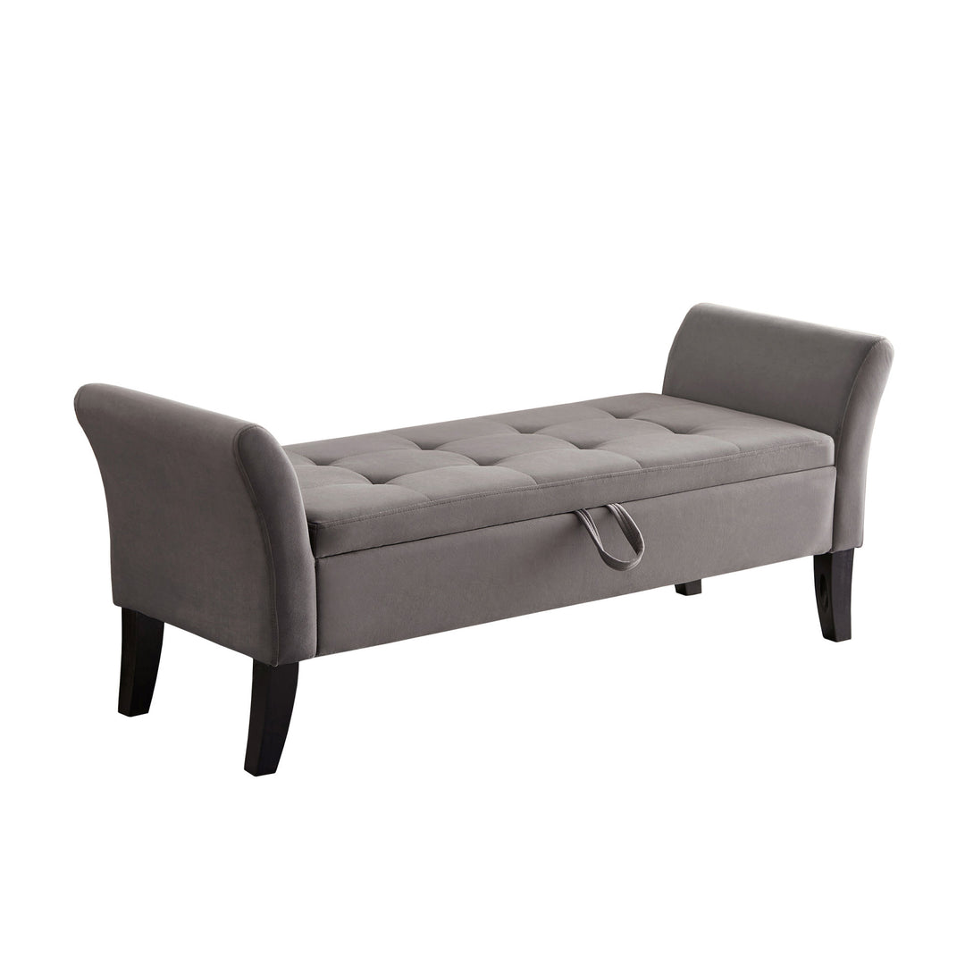 Bed Bench with Storage Grey Velvet